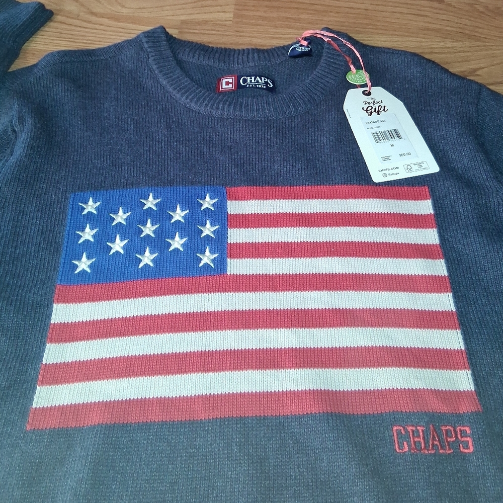 CHAPS NWT Mens Sweater, blue Crewneck, Sz M, MSRP $60 - Picture 3 of 8
